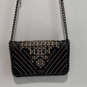 Victoria's Secret Black and Gold Studded Crossbody Bag